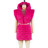 Women winter hooded warm vest jacket