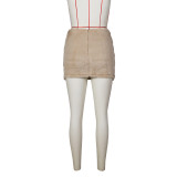 Women autumn and winter zipper plush skirt