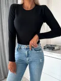 Autumn And Winter Solid Color Round Neck Long-Sleeved Knitting Top For Women
