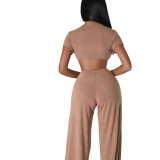 Sexy Patchwork Low Back Slim-Fitting Jumpsuit