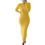 Autumn And Winter Women's Fashionable Long-Sleeved Knitted Sweater Dress
