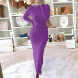 Autumn And Winter Women's Fashionable Long-Sleeved Knitted Sweater Dress