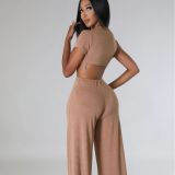 Sexy Patchwork Low Back Slim-Fitting Jumpsuit