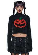 Women's Autumn And Winter Fashion Halloween Pumpkin Short Turtle Sweater