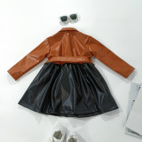 Children's Fashion Girls' Imitation Leather Dress
