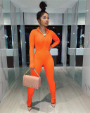Fashion Women's Clothing Solid Long Sleeve Slim Fitted Jumpsuit
