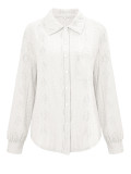 Women Turndown Collar Single Breasted Solid Loose Long Sleeve Shirt