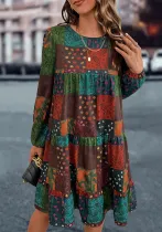 Women long sleeve printed dress