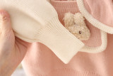 Girl Cartoon Rabbit Pocket Sweater and Skirt Two-piece Set