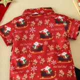 Christmas Boy Christmas printed short-sleeved shirt and shorts two-piece set