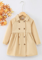 Autumn Girl double-breasted British style khaki coat