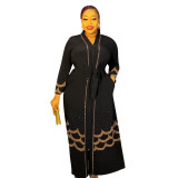 Plus Size Women African Beaded Zip Dress