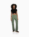 Summer Casual Army Green Cargo Pants Women's Trendy High Waist Slim Fit Trousers