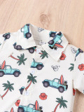 Boy summer trendy cute cartoon car kids short-sleeved shirts and Shorts two-piece set