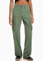 Summer Casual Army Green Cargo Pants Women's Trendy High Waist Slim Fit Trousers