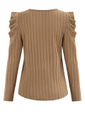 Autumn And Winter Fashionable Women's Casual Square-Neck Slim Long-Sleeved Knitting Top