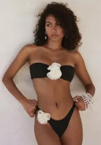 Strapless Swimsuit Sexy Flowers Two Pieces Women's Bikini Swimwear