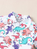 Boy summer cute cartoon dinosaur short-sleeved shirt and Shorts two-piece set