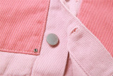 Autumn Women's Casual Cargo Contrast Color Turndown Collar Slim Denim Jacket