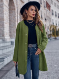 Fashionable Women's Autumn And Winter Casual Solid Color Round Neck Single Breasted Long Sleeve Jacket
