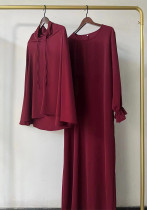 Women solid elegant dress two-piece set