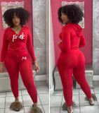 Women Fall Letter Hoodies and Pant Casual Sports Two-piece Set