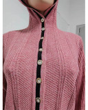 Women contrast color irregular knitting cardigan sweater