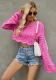 Women Solid hollow wavy knitting sweater