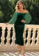 Women sexy off-shoulder lantern sleeve slit velvet dress