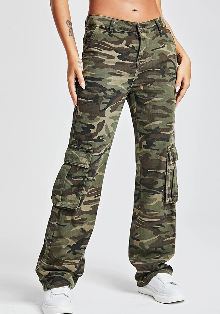 Wholesale Women Camo Cargo Loose Denim Pants Global Lover