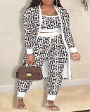 Women Printed Jacket and Trousers Three-Piece