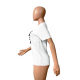 Women Printed Round Neck Short Sleeve T-Shirt