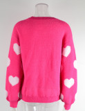 Winter Women's Sweater Heart Print Round Neck Pullover Plus Size Sweater For Women