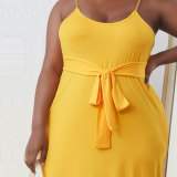 Spring/Summer Plus Size Belt Slim Fit Strap Long Dress