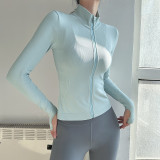 Autumn Zipper Stand Collar Sports Top Stretch Windproof Yoga Wear Women's Running Slim Fit Fitness Jacket