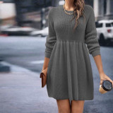 Autumn And Winter Women's Solid Color Sweater Dress
