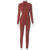 Women's Autumn And Winter Tight Fitting High Neck Long Sleeve Tops And Pants Two-Piece Street Casual Suit For Women