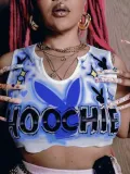 Women's Sleeveless Printed Short U-Neck Crop Vest