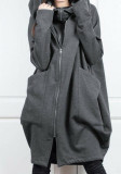 Women Hooded Pocket Zipper Fake Two Piece Loose Jacket Casual Hoodies