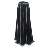 Women's Striped Fringed Knitting Skirt
