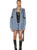 Fashionable Women's Autumn And Winter Lace Patchwork Denim Shirt