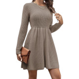 Autumn And Winter Women's Solid Color Sweater Dress