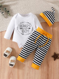 Baby Boy Long Sleeve Romper+Pants+Hat Three-Piece