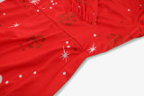 Christmas Women v-neck long sleeve printed dress