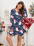 Christmas Plus Size Women V-Neck Irregular Dress