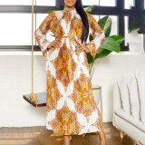 Women Autumn Printed Long Sleeve African Dress