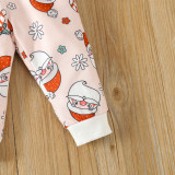 Christmas Girl cartoon Santa Claus printed long-sleeved Top and Pant two-piece set