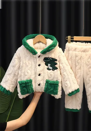 Boy winter coral velvet two-piece set