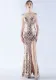 Women Herringbone Lace-Up Symphony Beaded Evening Dress