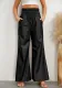 Autumn And Winter Fashion Street High Waisted Wide Leg Pu Leather Women's Pants